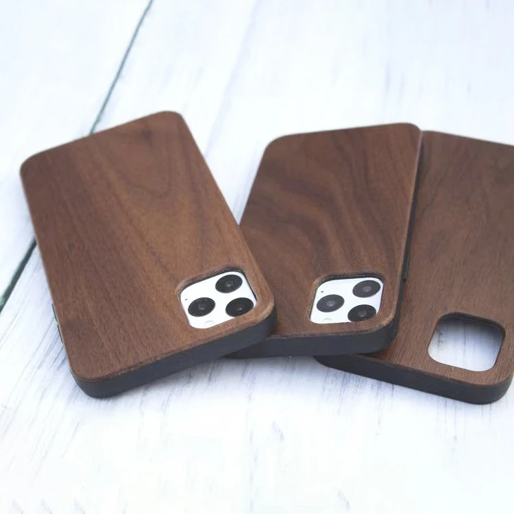 

Bulk real walnut wood back cover wooden protective cell phone cases for iphone 13 12 mini 11 pro max x/xs xr 7/8 plus