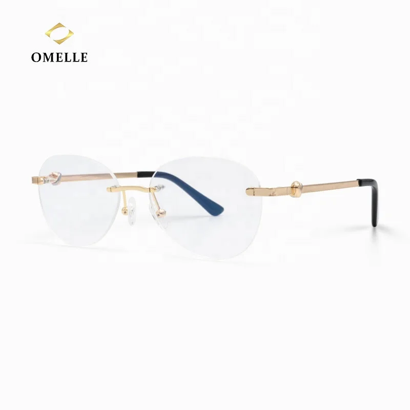 

Hot Sale Round Rimless Optical Glasses Myopic Reading Demo lens Eye Glasses Rrames for Women