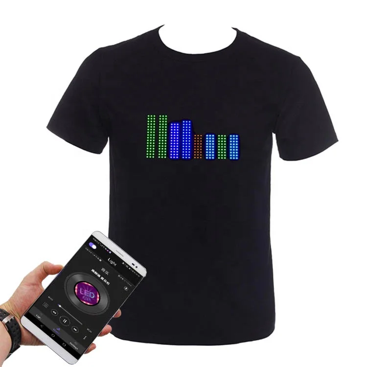 

Fashion APP Control Programmable EL Flashing LED Light Men's T-shirt Party Music Club Products