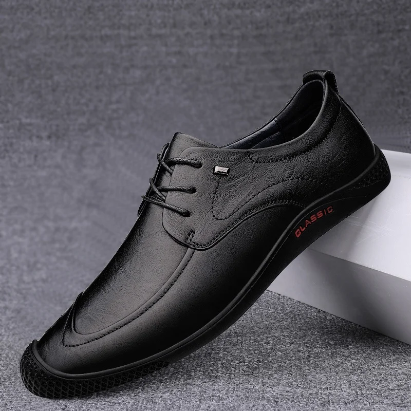 

Genuine Leather Men Shoes Luxury Brand 2021 Casual Slip on Formal Loafers Men Moccasins Italian Black Male Driving dress Shoes