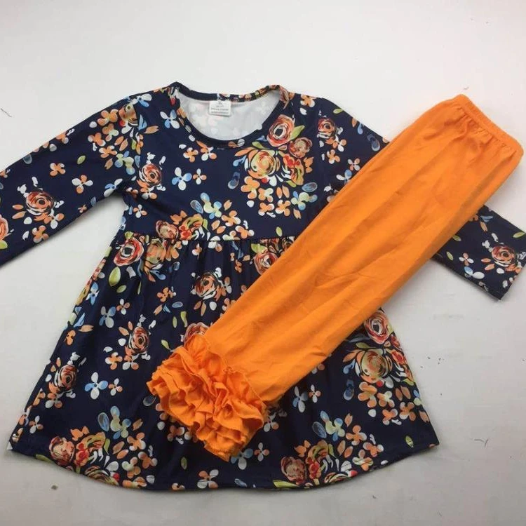 best selling children girls fall winter sets flower pattern boutique kids clothing