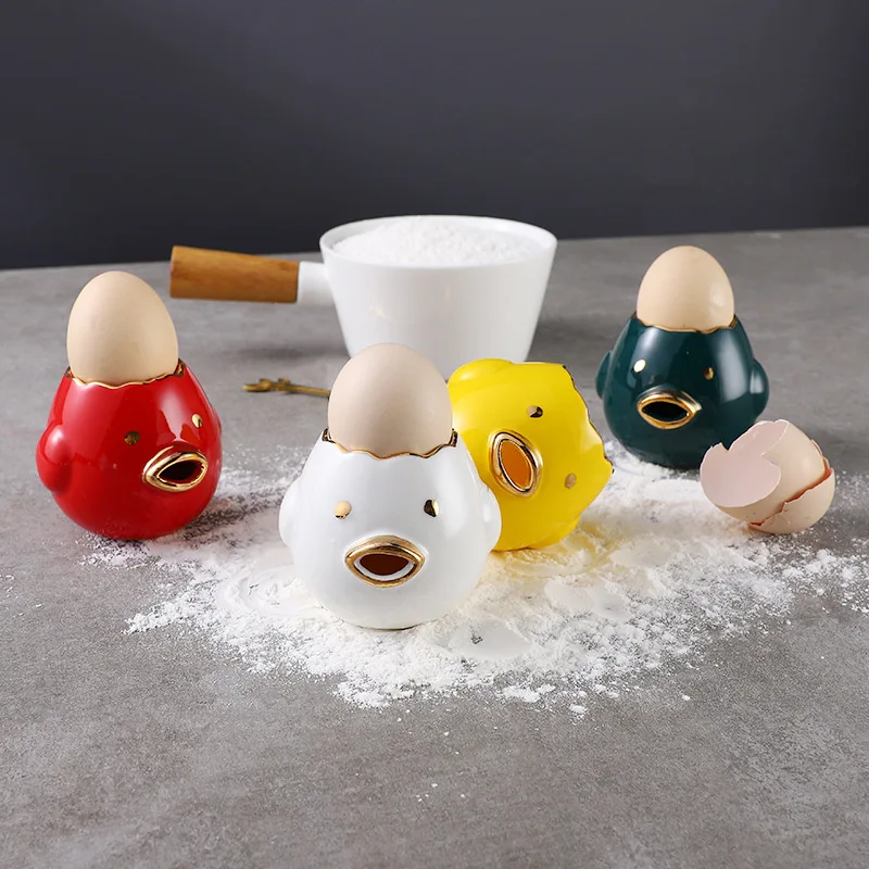 

Tabletop Portable Cute Chick Ceramic Home Kitchen Separator Filter Egg White Protein egg separator Dividers