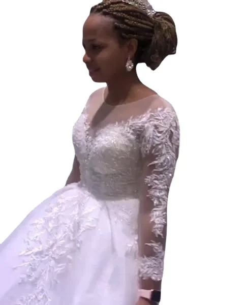 

2023 African Luxury Elegant Lace Appliques A Line Tulle Wedding Dress vestidos de novia