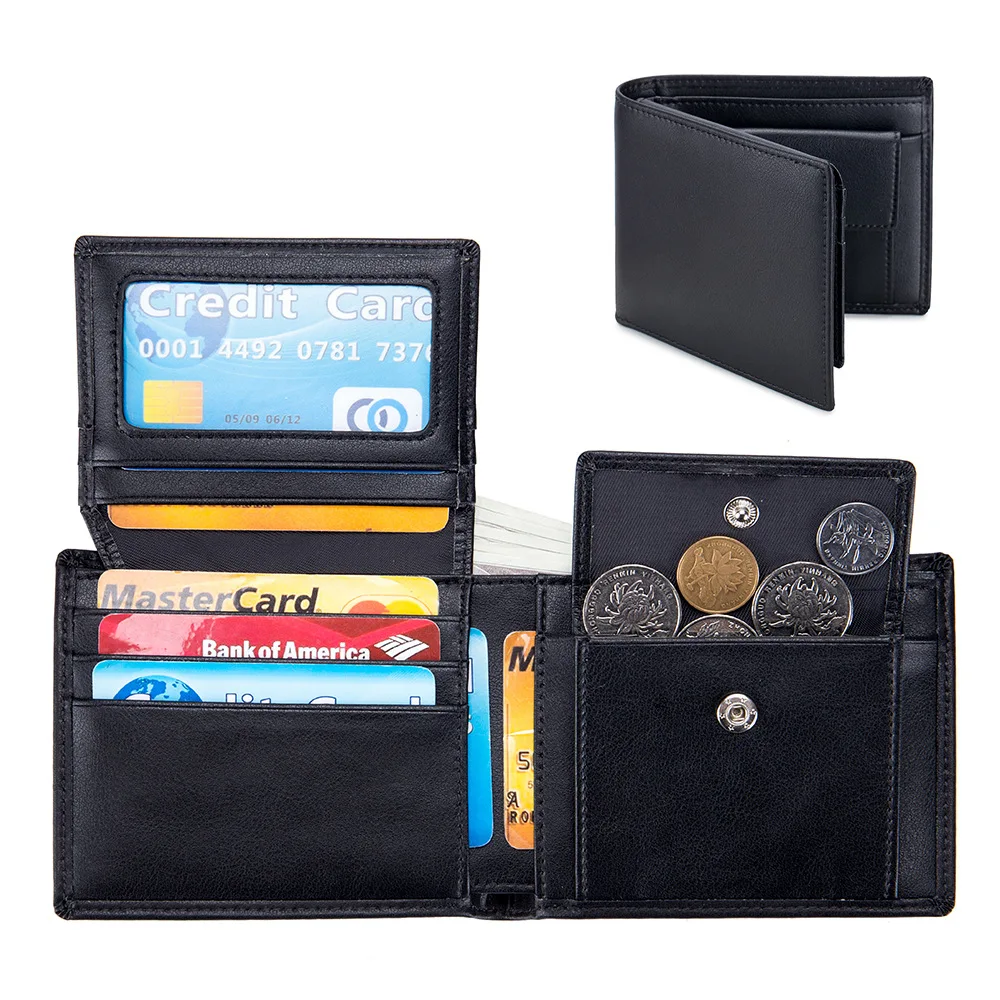 

2021 Wholesale rfid card holder men wallets travel wallet for men trifold cowhide leather men's purse, Picture