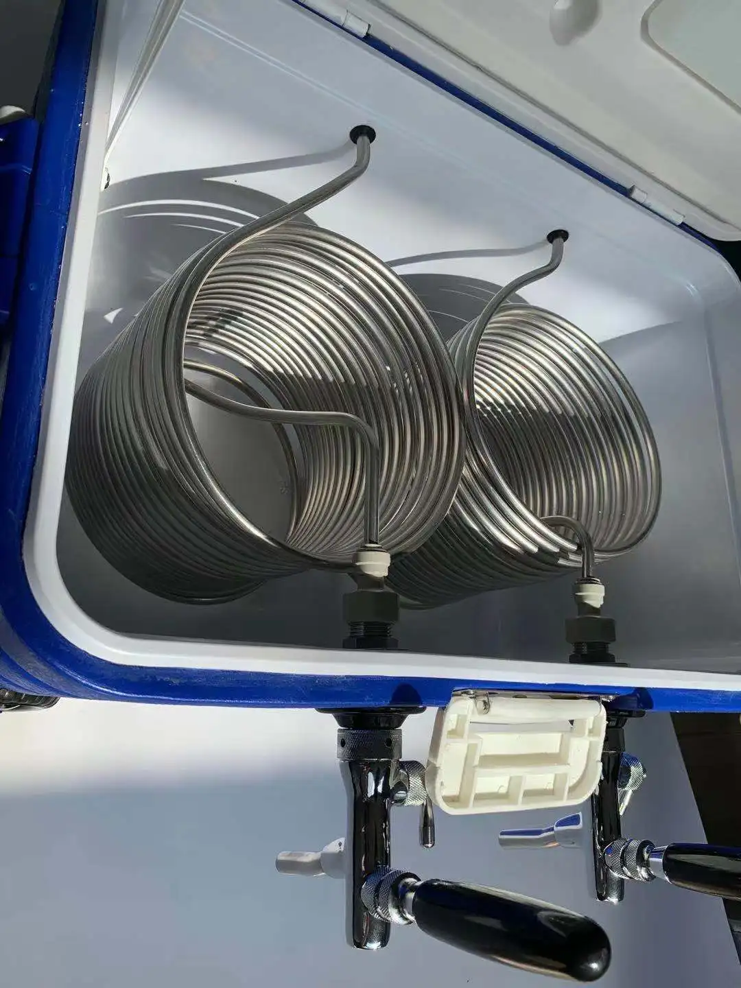 40l Draft Keg Twin Stainless Coils Jockey Box Double Faucet Draft Beer