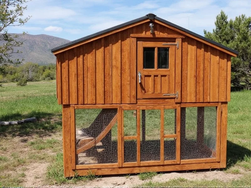Reclaimed wood chicken coop with elevated run