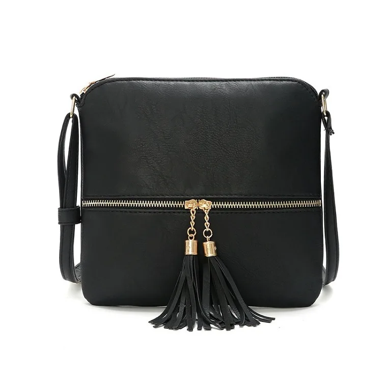 

Wholesale Cheap Fashion Lady Leather Tassel Shell Shaped Large Capacity Zipper Handbag Female Daily Cross-body Bags, 12 colors