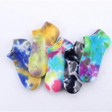 

High quality fashion tie-dyeing cotton socks custom men ankle autumn socks