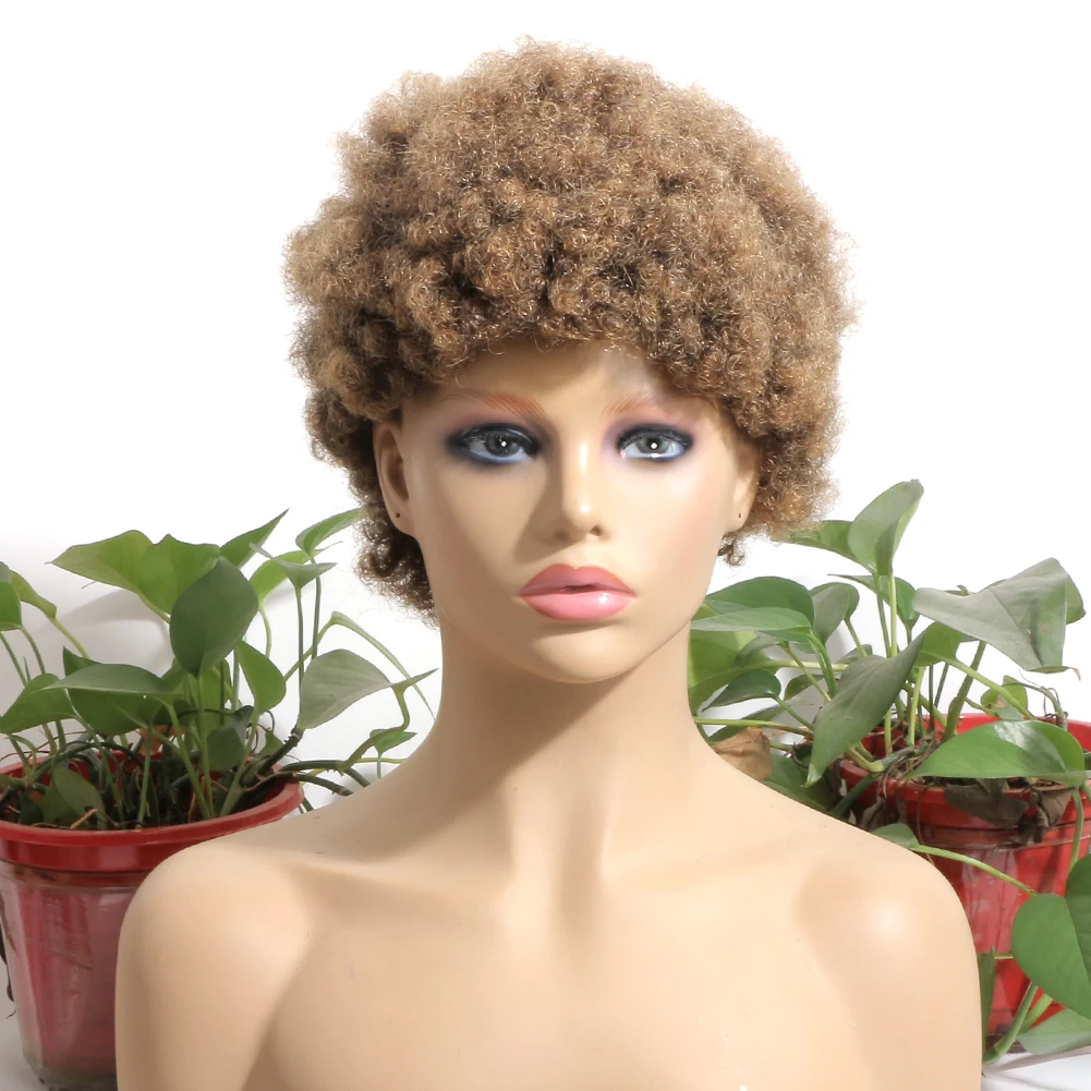 

Wholesale Brazilian Short Remy Hair Afro Kinky Curly Machine Made 100% Human Hair Wigs For Black Women