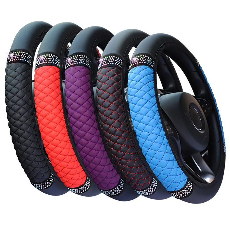 

QCI114 Amazon Hot Sell Bling Sparkling Elastic Universal Fit Without Rubber Steering Wheel Cover Car Handle Sleeve