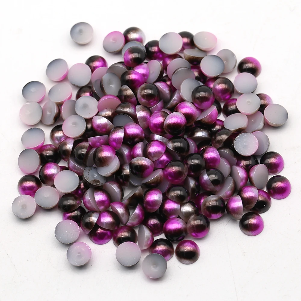 

Wholesae 10mm 2000Pcs Rose Coffee Rainbow Color Abs Half Round Plastic Loose Pearl For Headdress Diy, Rose coffee rb
