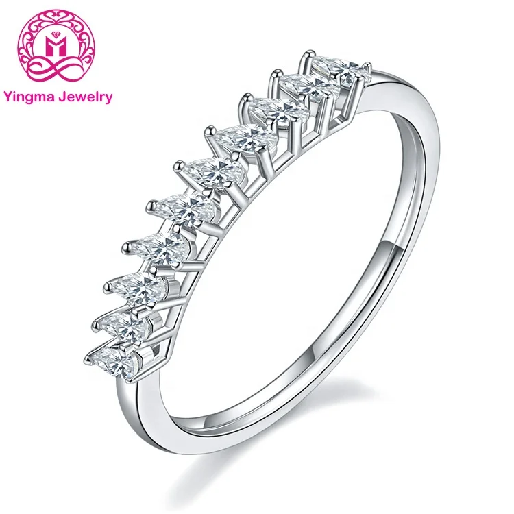 

New design 925 sterling silver moissanite diamond wedding ring D color VVS pear cut moissanite ring for women gift