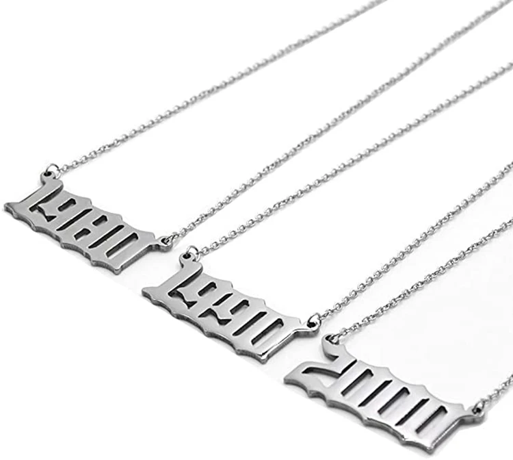 

Fashion Year of Birth Number Necklace Gold Color Pendant Necklace Female Charming Gift Necklaces, Gold color,silver
