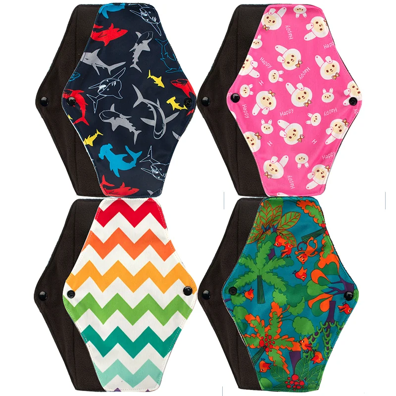 

Different Size Reusable Waterproof Organic Bamboo Cloth Sanitary Pads Reusable Underpad sanitary napkin, Colorful