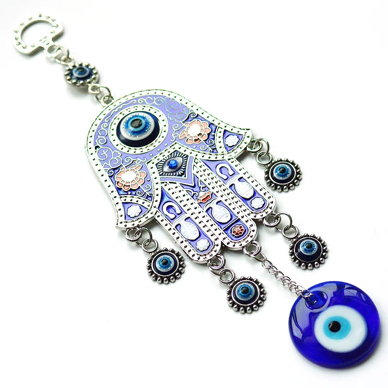 

Turkey Blue Evil Eye Jewelry Fatima Hand Alloy Pendant For Home Office Wall Decoration