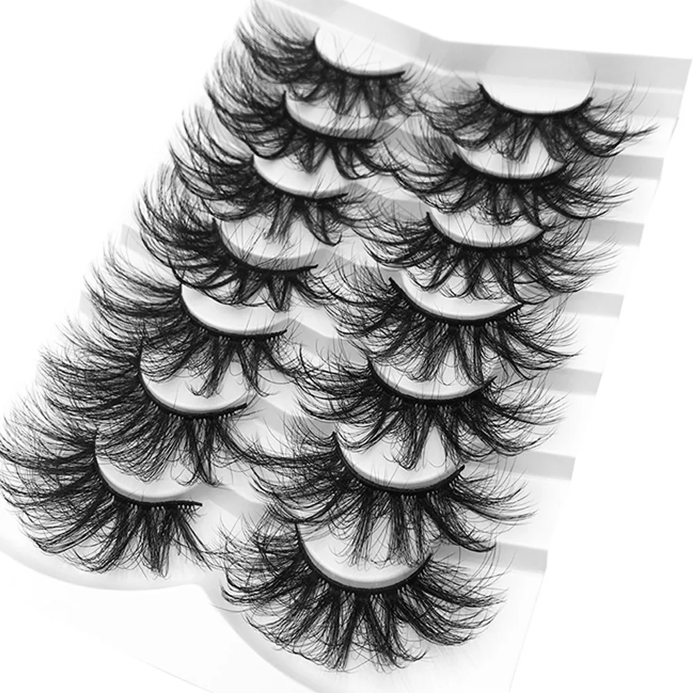 

7 Pairs Eyelashes 25mm 3D Faux Mink Eyelashes Fluffy Messy Natural Long Thick 25mm False Eyelashes Extension