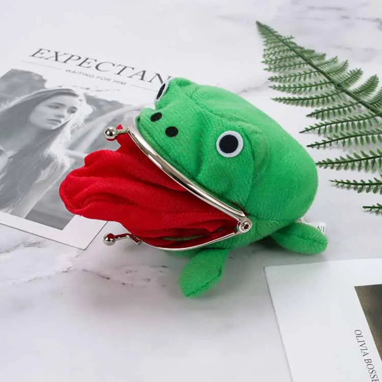 

Hot Selling Purses Kids Cute Mini Bags Green Coin Holder Coin Purses Animal Frog Wallet