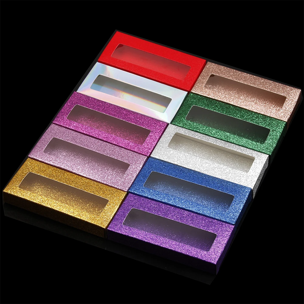 

FX-P01 Single Glitter Lash Box 10 Colors Eyelash Packing Large Candy Eyelash Package 115*52*16mm 25mm Long Mink Eyelashes Box, As picture