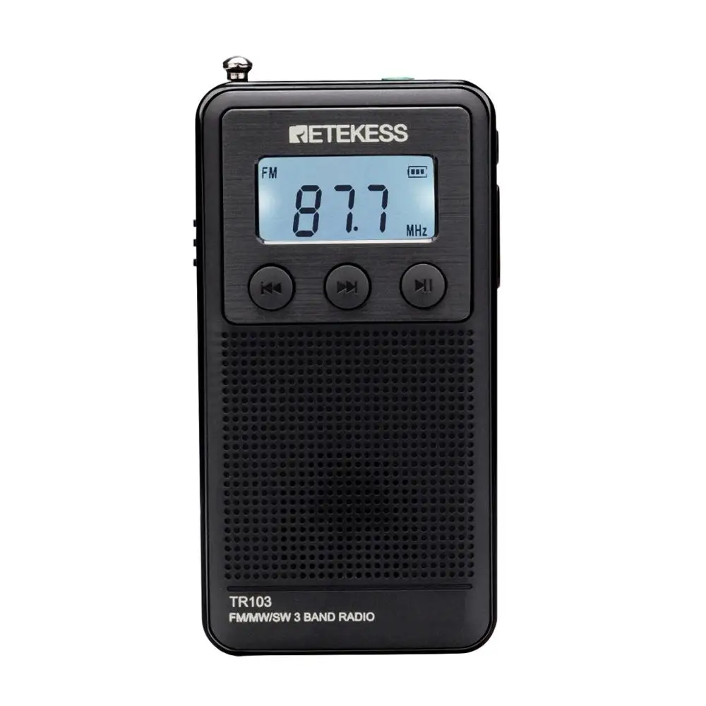 

Mini world band Pocket Digital Tuning MP3 AM FM MW SW pocket radio with Rechargeable Battery Retekess TR103