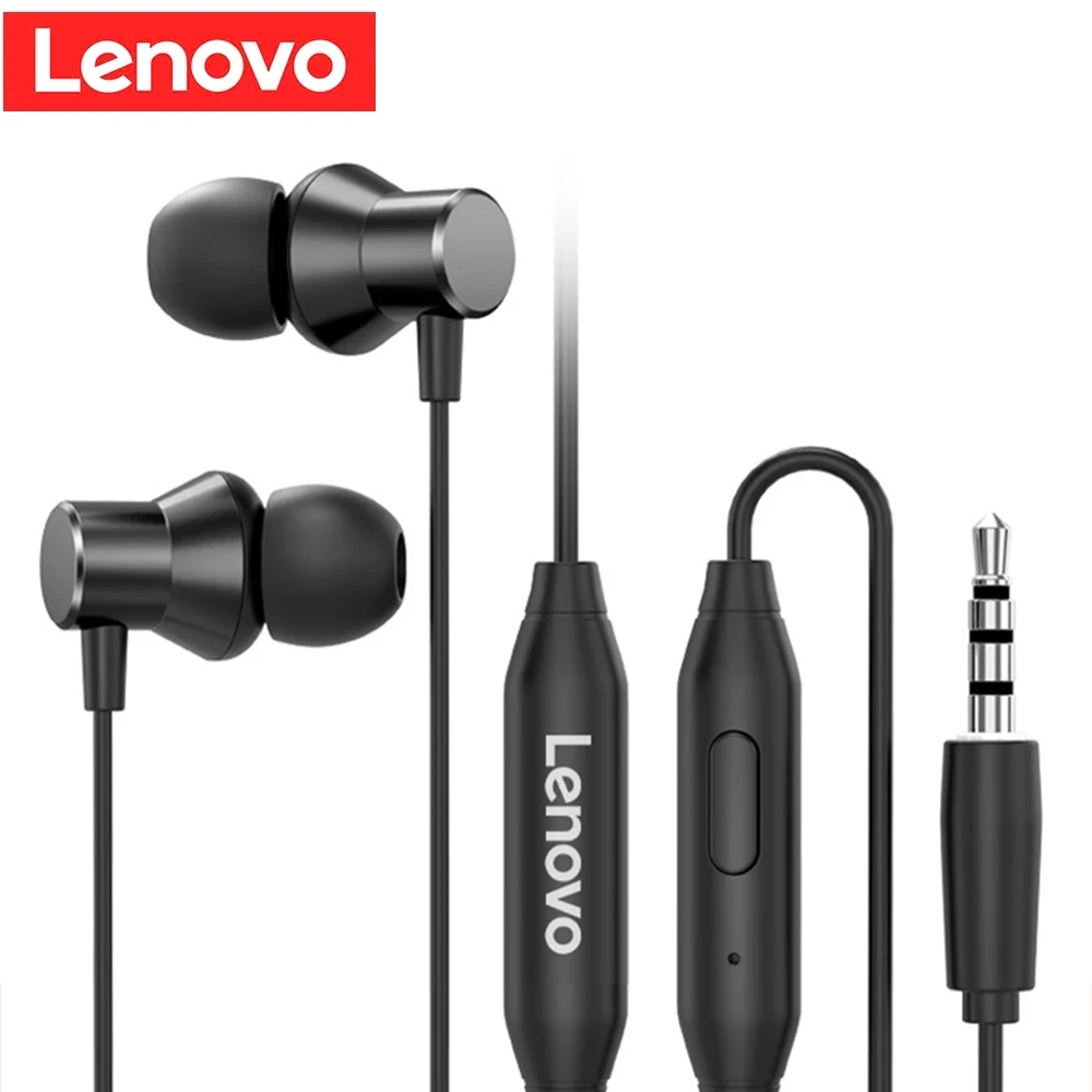 

Lenovo HF130 3.5mm Earphones Wired Headset Microphone For Smartphone Heavy Subwoofer Earphone 60-Degree Slanted In-Ear Stereo, Black /white/red