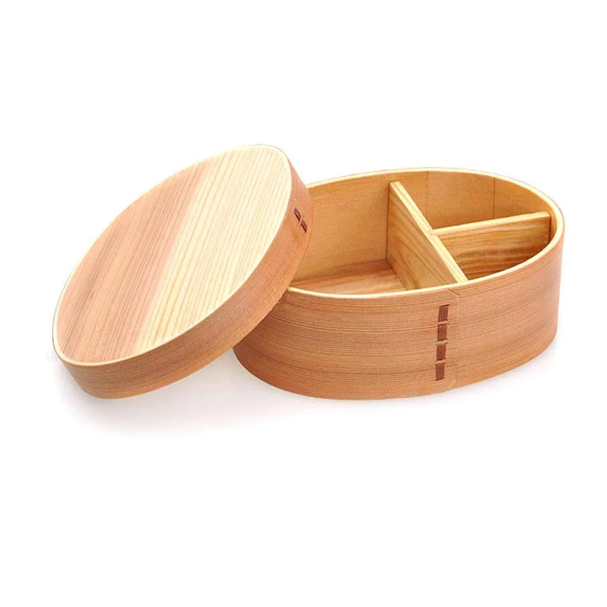 

Custom wooden Lunch Box Bento Box Internal Separator Cryptomeria Food Bamboo Container