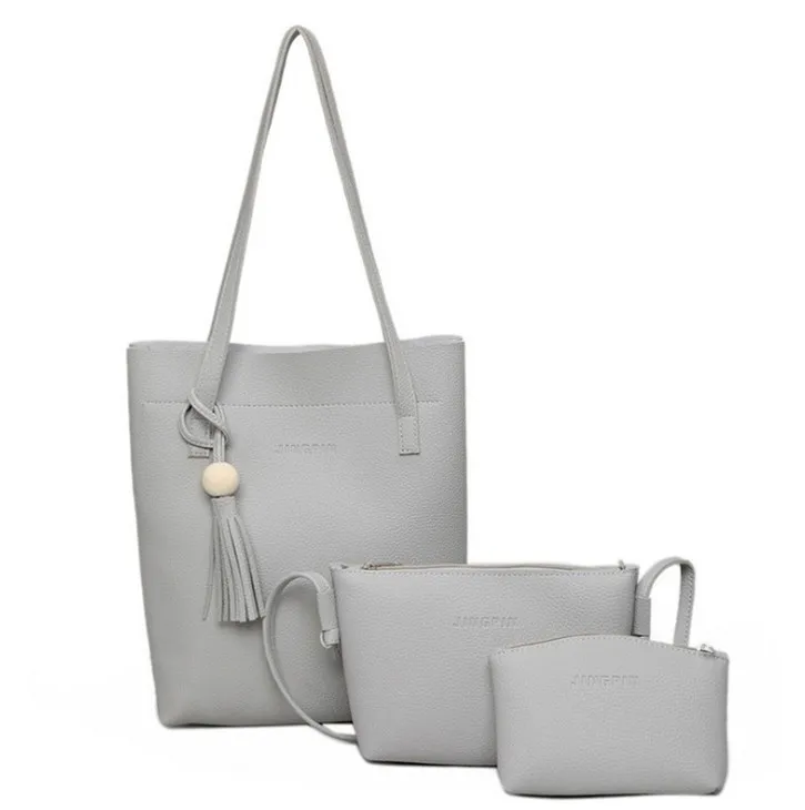 

3pcs set Soft leather Tote Bags for Women, Pink,black,gray,brown