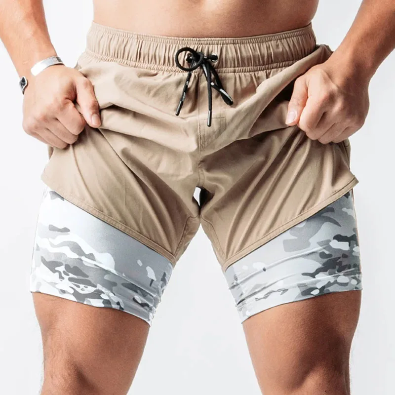 

Outdoor Sports Running Quick-drying Shorts Muscle Fitness Double Layer Shorts Custom Logo Sportswear Basketball Man Short Pants