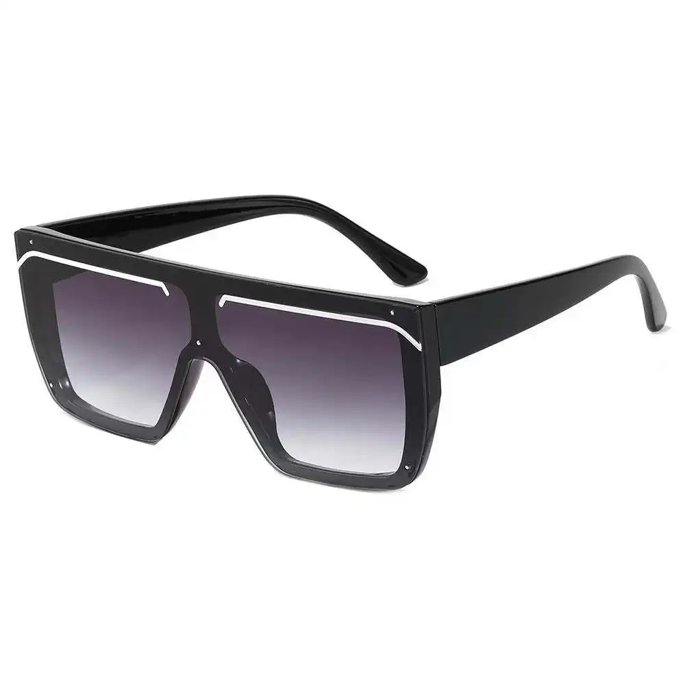 

Trendy Oversize Square Sunglasses Women Vintage One Piece Lens Eyewear Men Shades Sun Glasses UV400 Special Eyebrow Design, 7 colors