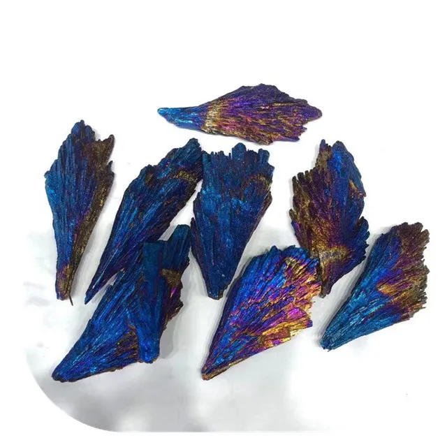 

Wholesale Premium healing crystals specimen Peacock tail shaped natural blue aura black tourmaline blades for sale