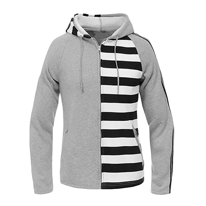 

New Arrival Distinctive Men's Hoodies Custom Asymmetric Hoodie Zip Up Hoodie Fashion Casual Stripe Men's Jackets