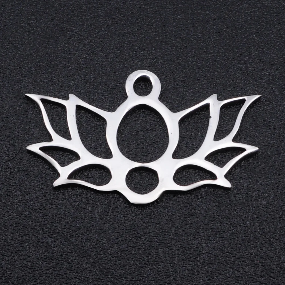

5Pcs/Bag Hollow Out Lotus Charm Pendant Stainless Steel Jewelry Make Accessories