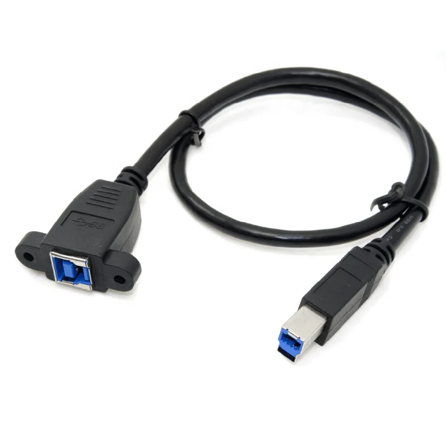 

USB 3.0 type B male to female with Panel Mount printer extension cable, Black