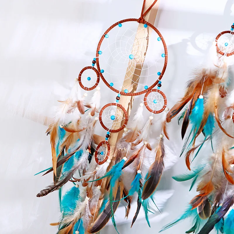 

New Dreamcatcher Indians Diy Decorative Wind Chimes Department Of Forestry Sky Wall Hanging Pendant Dream Catcher Feather, Picture color