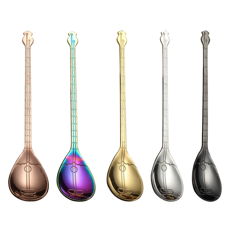 

304 stainless steel gold plated dessert honey lute coffee spoon, Silver/gold/rose gold/black/multicolor