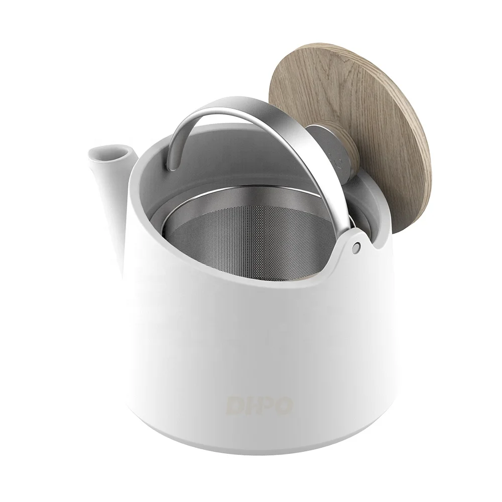 

Oem Ceramic Antique Big Tea Pot Chinese Manufacturer White Ceramic Teapot Tea Set Wooden Handle