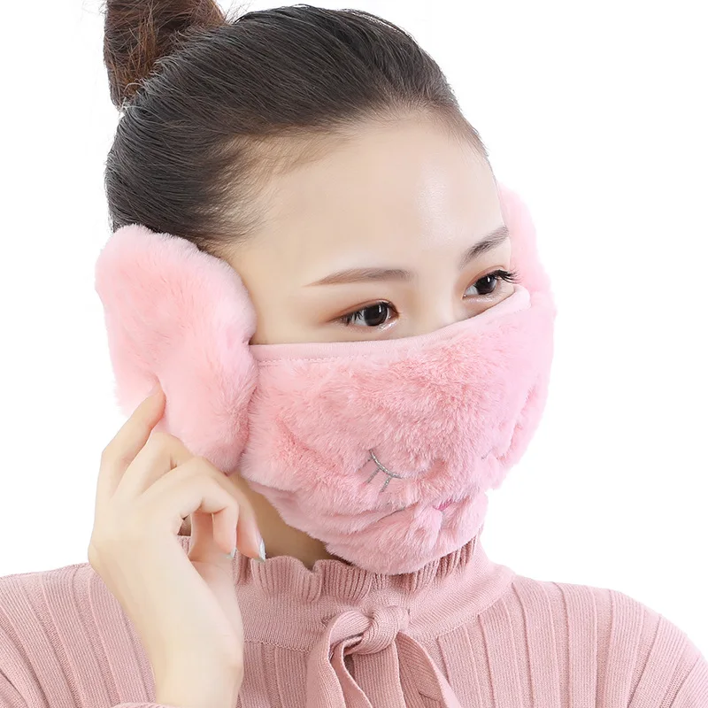 
Adults Earmuffs Mask Lovely And Autumn Winter Fashion Black Cotton Blue Gray Warm Protection 