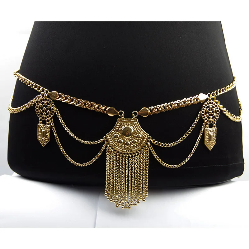 

body chain jewelry gold multi-layer tassel necklace body belly chain waist chain women