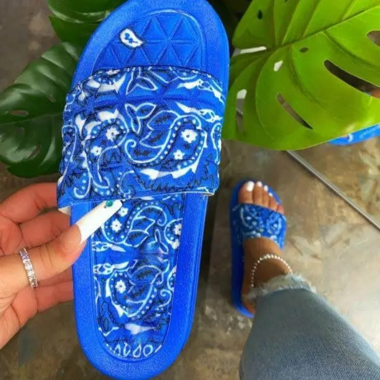 

New Fashion Style Bandana Sandals Slippers For Women Summer Flat Slippers Sandals, 5colors