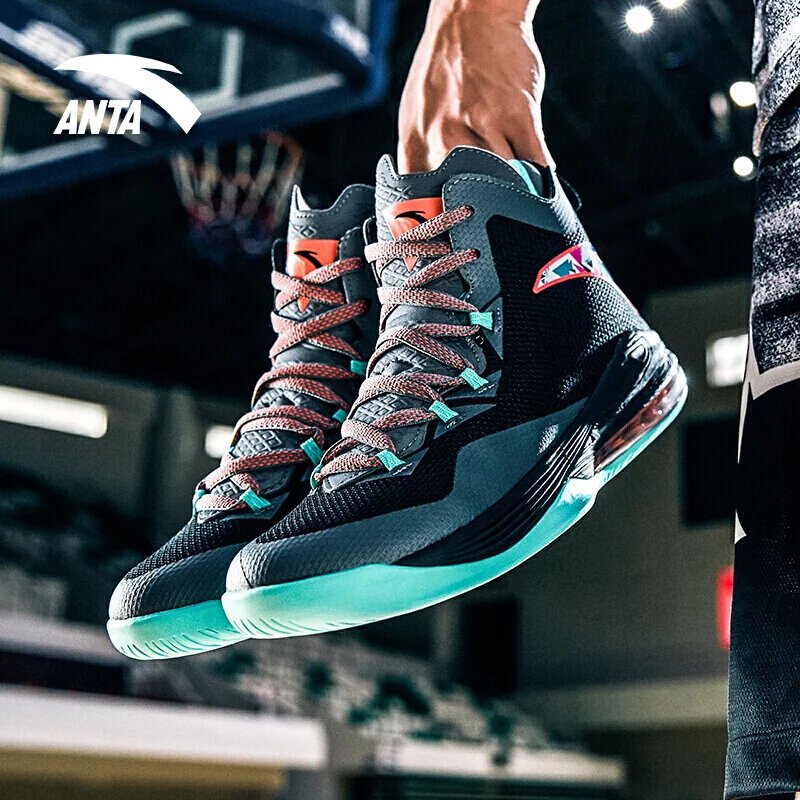 

ANTA High-top Basketball Shoes Men's Sports Shoes High Quality Original Brand Men's Outdoor Sports Active Top Grade Support EVA, Black