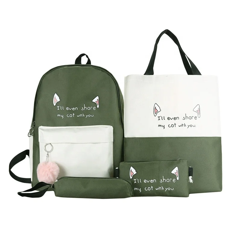 

SB065 Canvas Cute Backpack Cartoon Cat Korean Style Campus Student School college bags set girls sacs ecolier