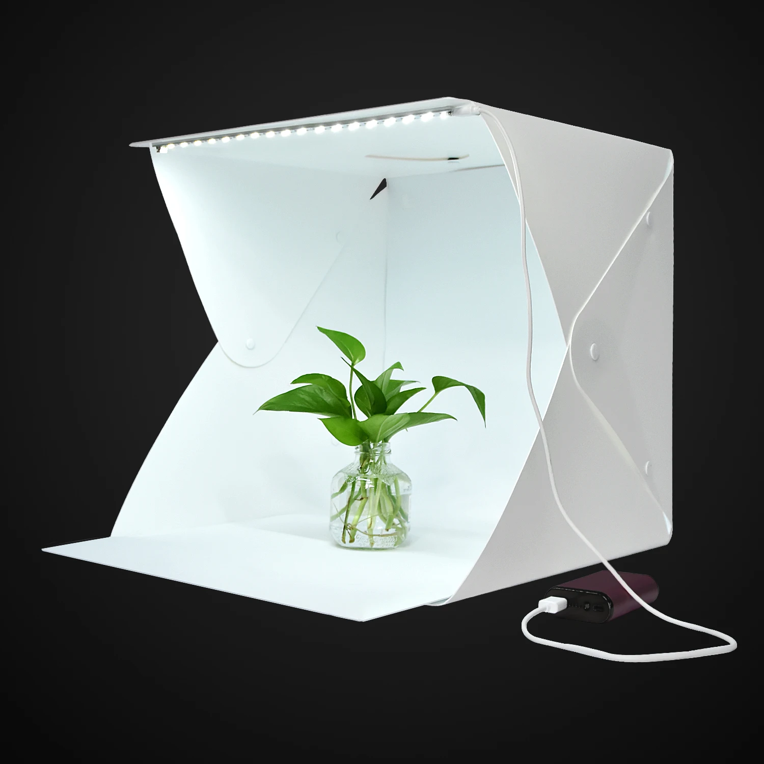 

FOSOTO 40*42.5cm Foldable USB LED Photography lighting white background soft box mini photo box studio lightbox, White black