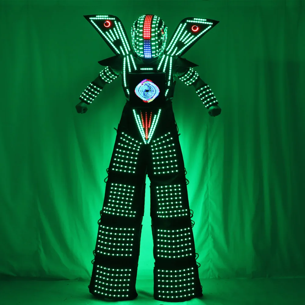 

Traje LED Robot Costume Clothes Stilt Walking Luminous Suit Jacket chest display Helmet Laser Gloves, Rgb