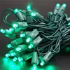 LED Christmas Light String 100 Warm White Wide Angle 5mm Concave Lights on Green Wire