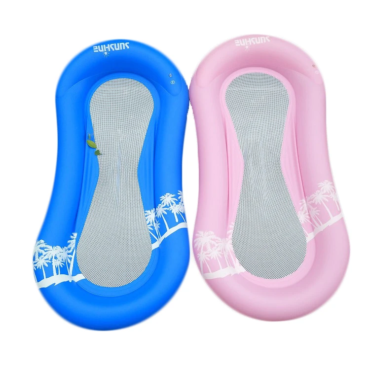 

Customized PVC Inflatable Water Floating Hammock Lounge Chair Mesh Floats Air Bed for Kids and Adults, Blue/pink