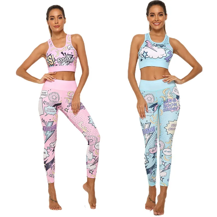 

New women's Sports Fitness Yoga suit comfortable high quality breathable girl body shaping Yoga suit, Pink blue