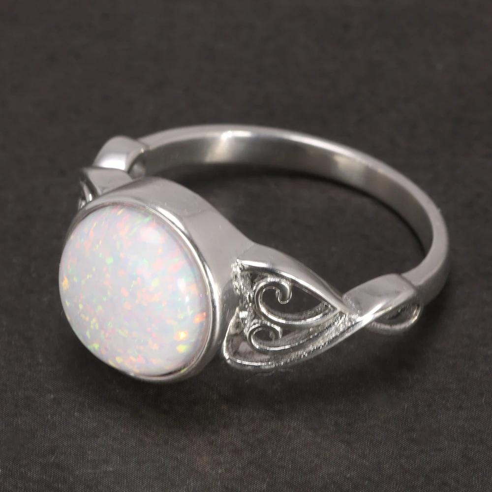 

10mm Opal and Natural Lapis Stone Ring for Women 925 Sterling Silver Victorian Style Solitaire Ring Gift