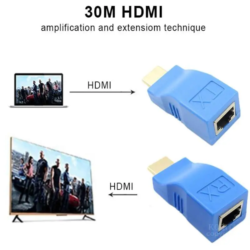 HDTV Extender 4k RJ45 Ports LAN Network HDTV Extension up to 30m Over CAT5e / 6 UTP LAN Ethernet Cable for HDTV HDPC - ANKUX.COM