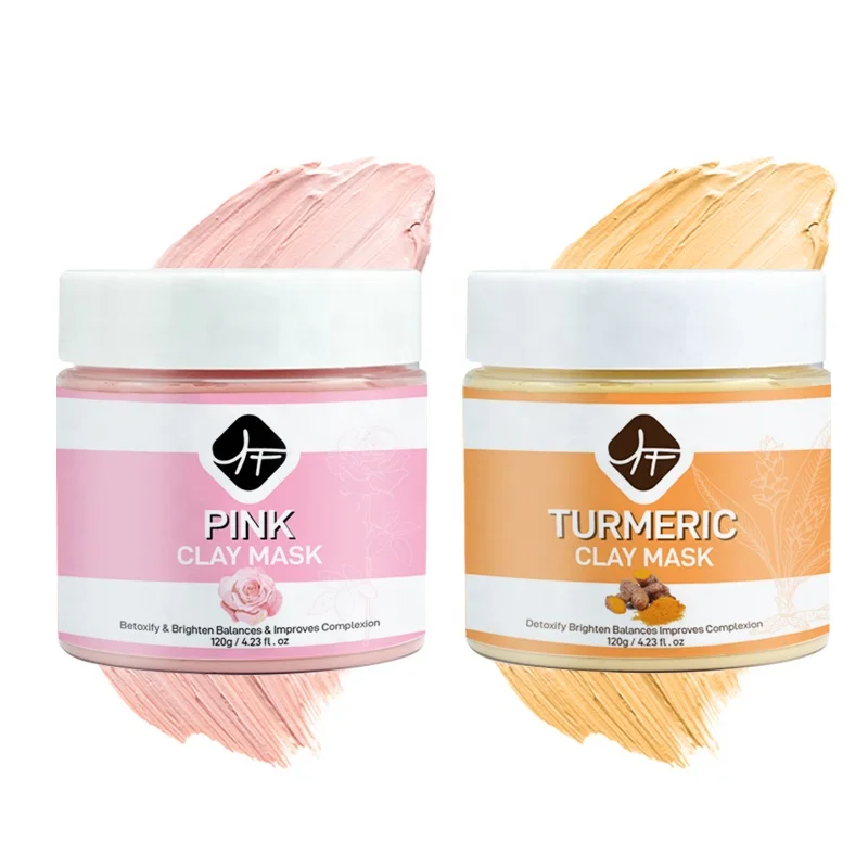 

Private Label Deep Cleansing Organic Face Mud Mask Whitening Skin Care Pink and Turmeric Clay Facial Mask