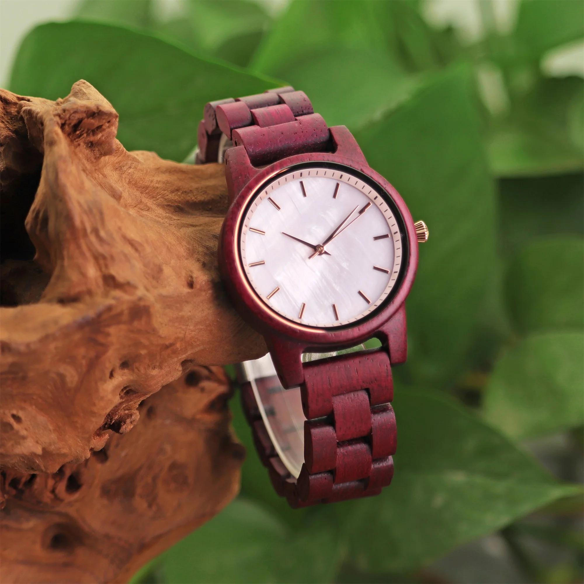 

Luxury Natural Quartz Movt Custom Logo Wood Watch Wristwatches Female Watch