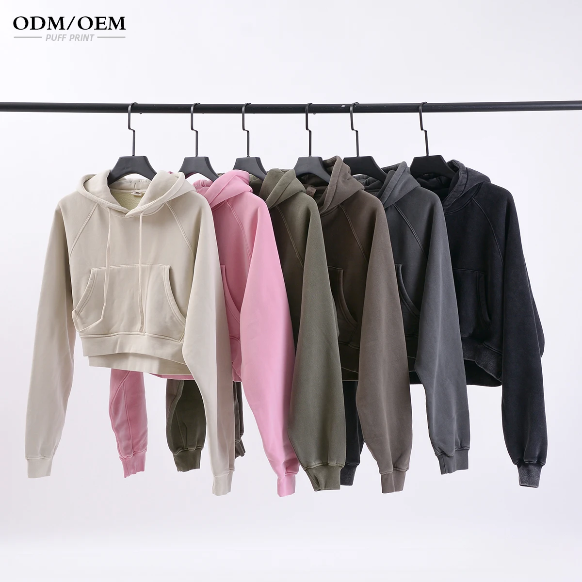 Oversized Crewneck Raw Edge Lounger Crop Top Hoodie